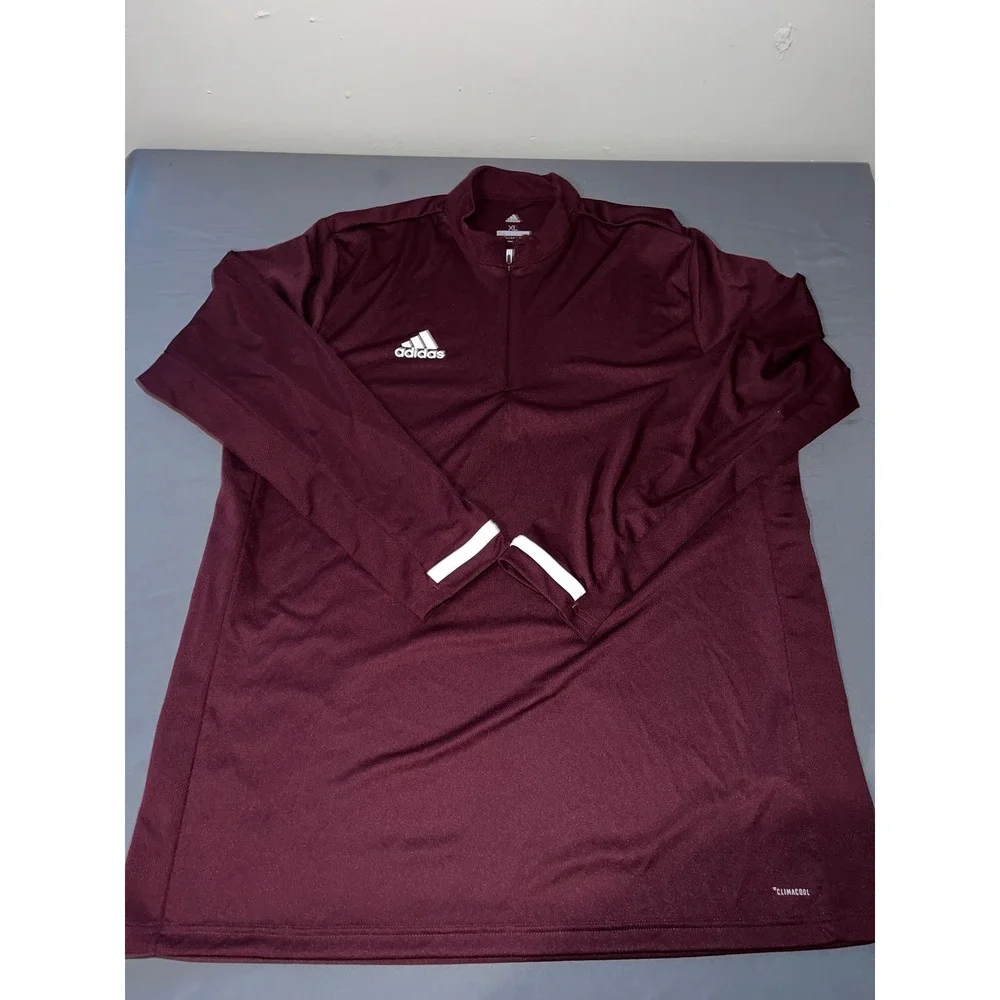 Adidas Climacool Mens XL Quarter Zip Training Top Maroon Burgundy Pullover
